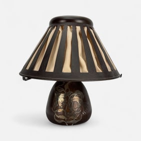 Heintz Sterling Overlay & Copper Arts and Crafts Mission Boudoir Lamp