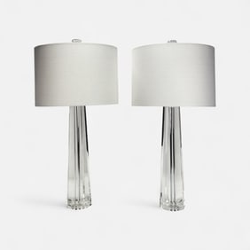 Pair Frederick Cooper MCM Modernist Large Glass Table Lamps