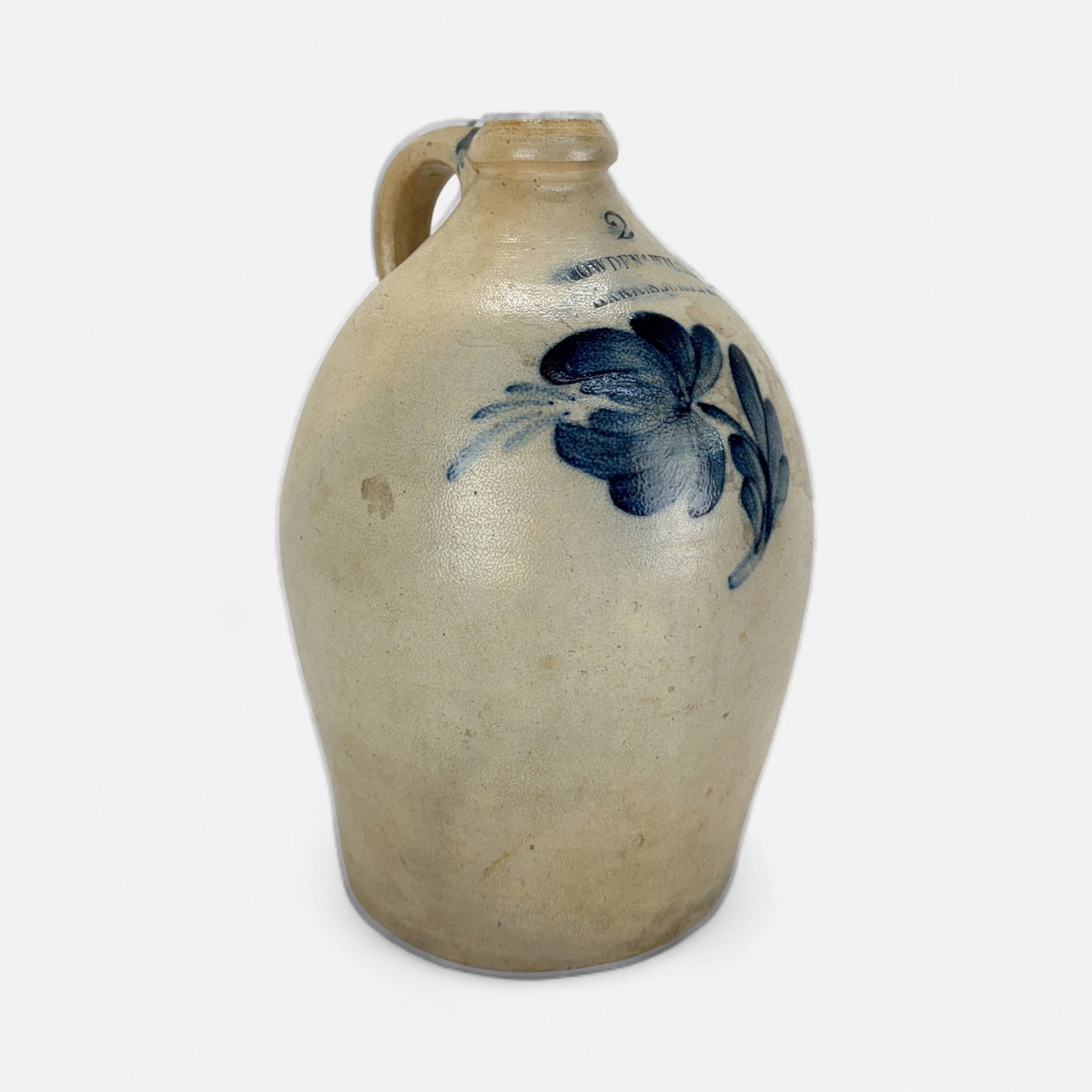 Cowden & Wilcox Harrisburg, PA Two-Gallon Stoneware Jug w/Cobalt Blue Flowers (1 of 7)