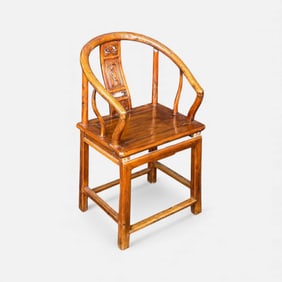 Antique Chinese Ming Quan Yi Elmwood Horseshoe Armchair