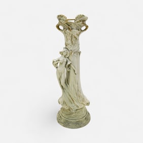 Royal Dux Art Nouveau Centerpiece 27" Tall Art Pottery Vase