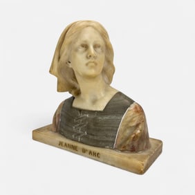 Giuseppe Bessi (After) "Jeanne D'Arc" Alabaster Bust Sculpture