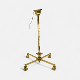 Original Four-Arm Arts & Crafts Brass Mission Ceiling Light Fixture