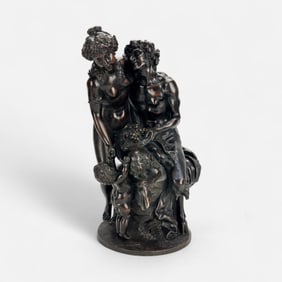 Claude-Michel Clodion (After) "Satyr and Bacchante" Bronze Sculpture
