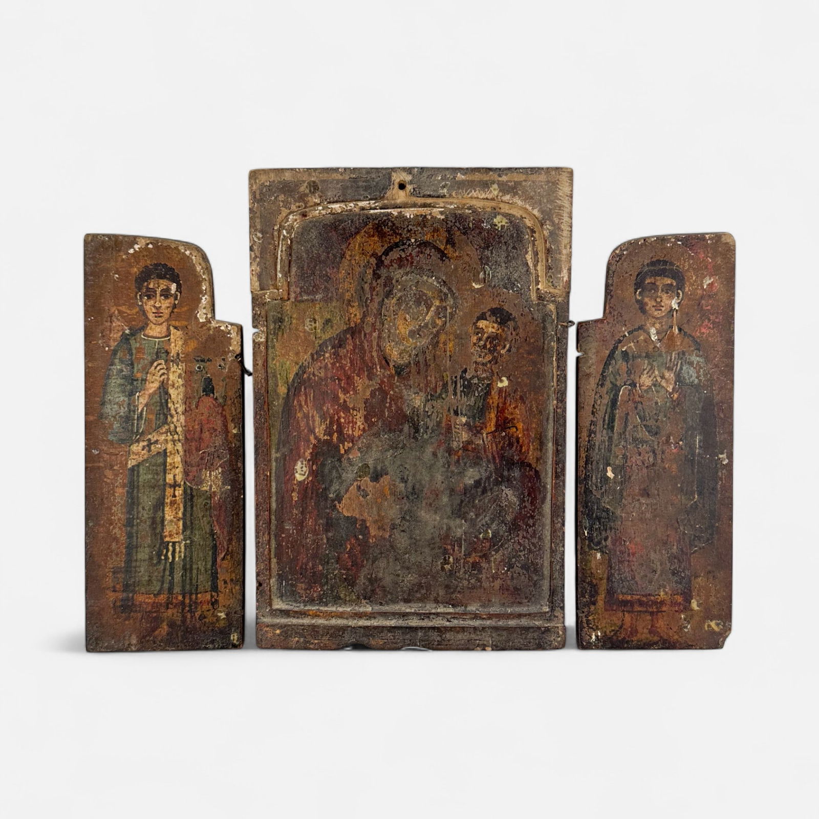 Antique Orthodox Russian Three-Panel Painted Wood Triptych Icon (1 of 6)