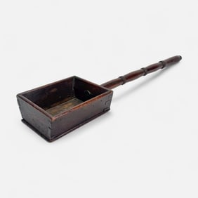 Antique Carved Wood Turned Pole Church Collection Basket