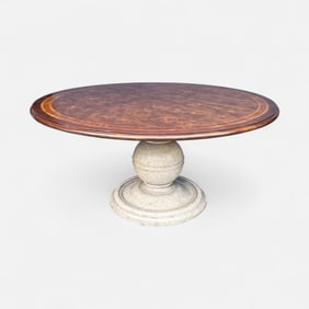Theodore Alexander "Brooksby Nicolet" Inlaid Mahogany Round Center Dining Table