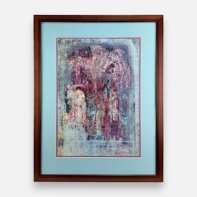 Mil Lubroth Abstract Architectural Original Oil on Canvas Painting Framed