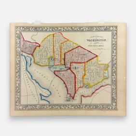 "Plan of the City of Washington. The Capital of the United States of America" Hand-Colored 19thC Map