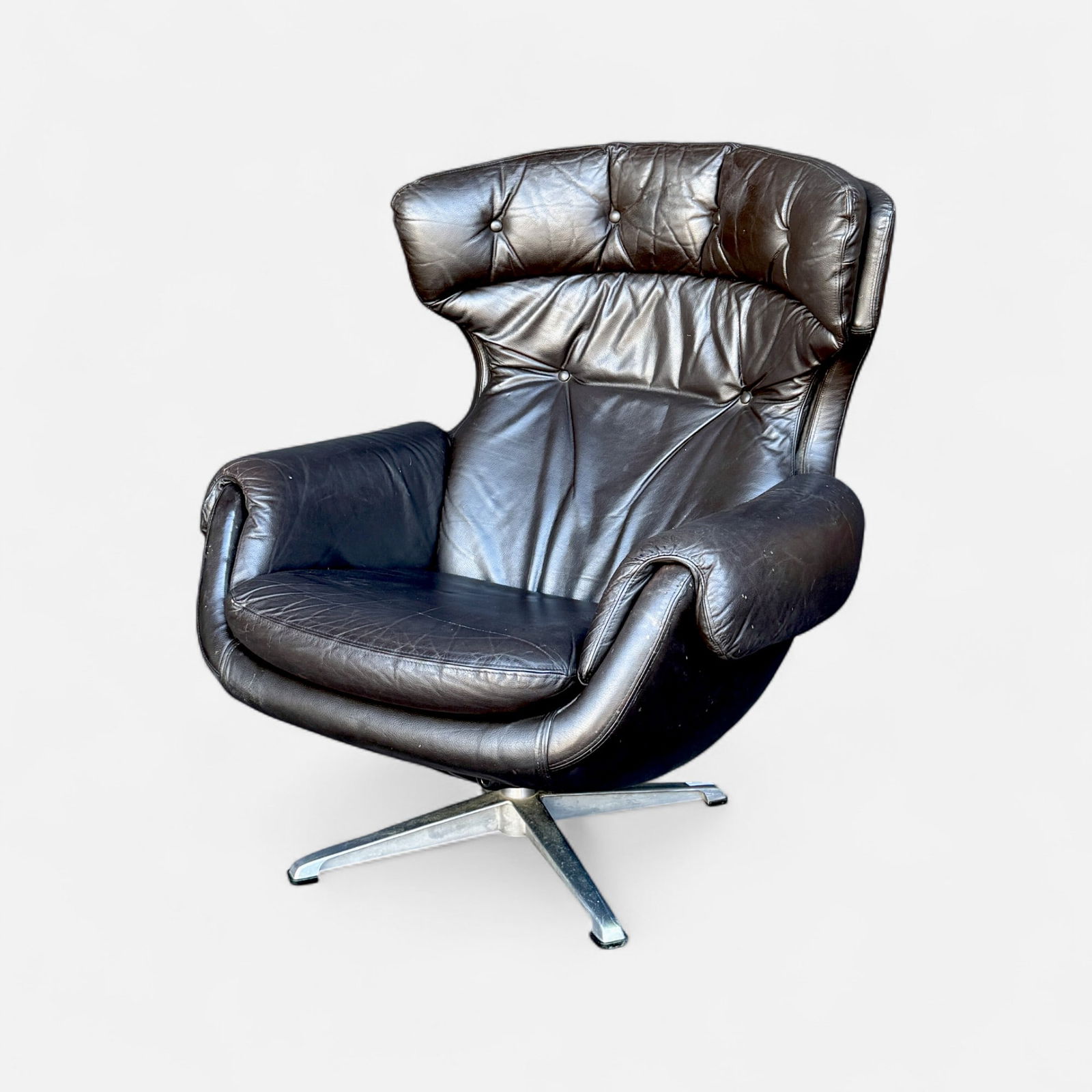 Overman MCM Swedish Dark Brown Leather Lounge Chair (1 of 10)