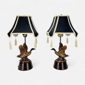 Pair Philadelphia Manufacturing Co. Mallard Duck Table Lamps