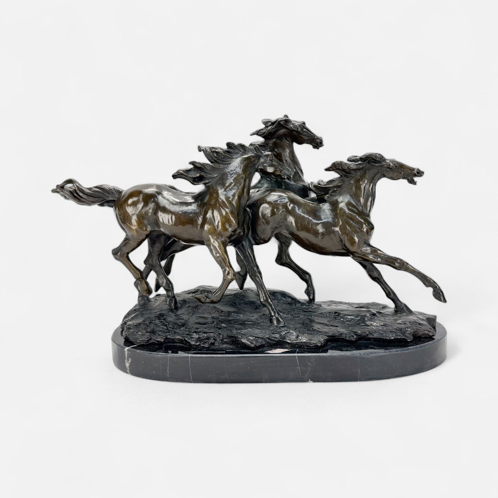 Signed Galloping Horses Bronze Sculpture (1 of 9)