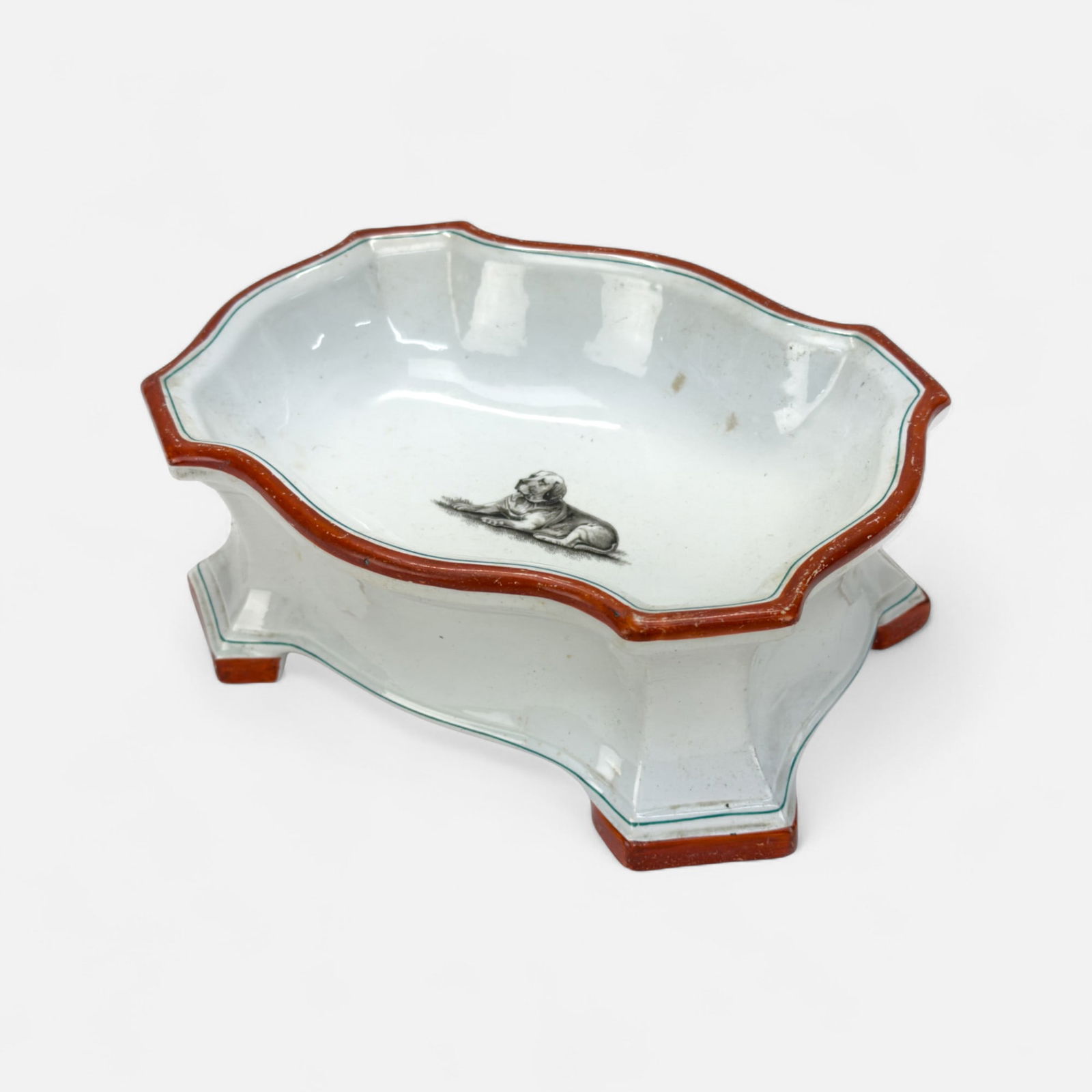 Antique Ceramic Pottery Transferware Dog Bowl (1 of 8)