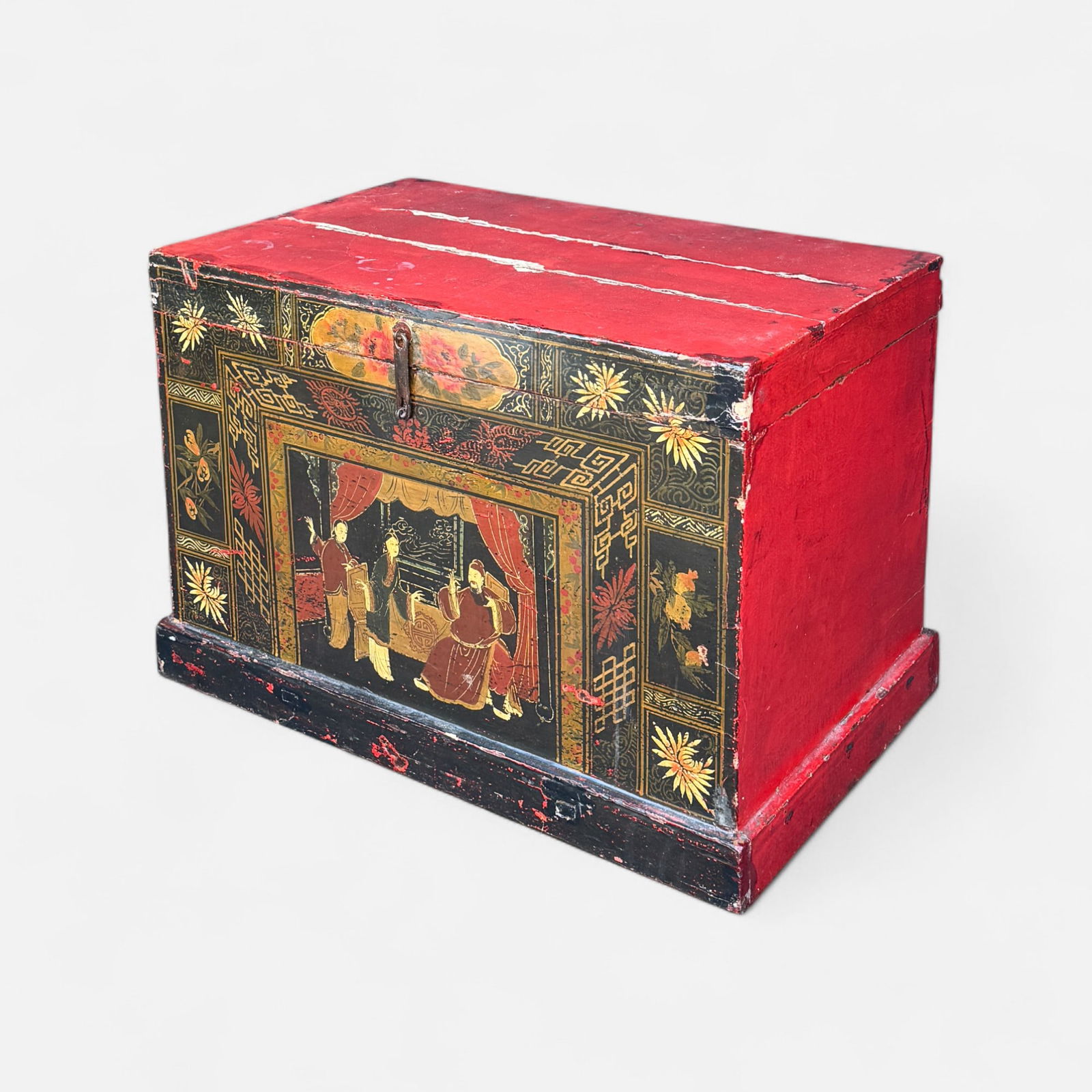 Antique Chinese Painted Lacquer Trunk (1 of 10)