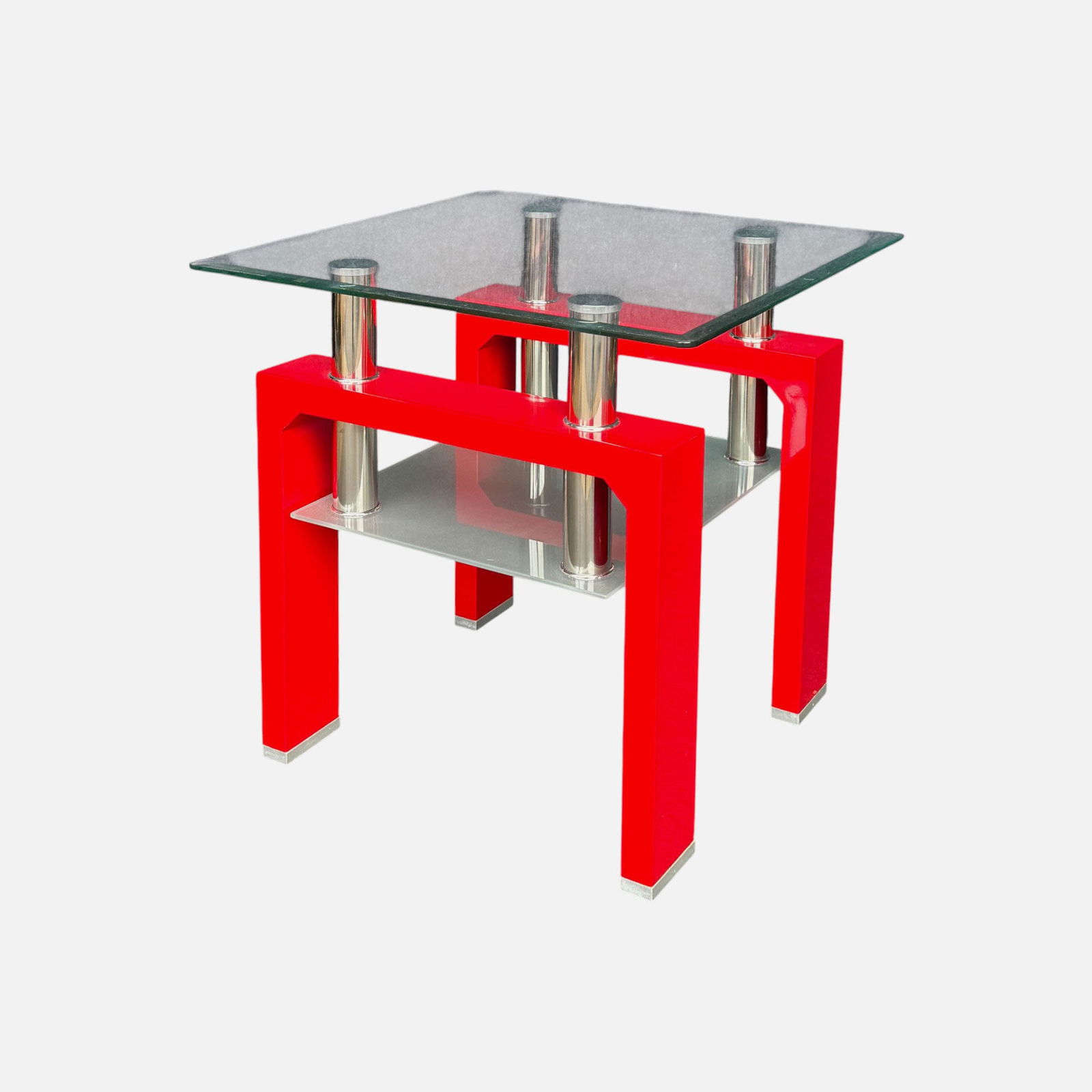 Perla Postmodern Style Glass Top Side End Table (1 of 5)