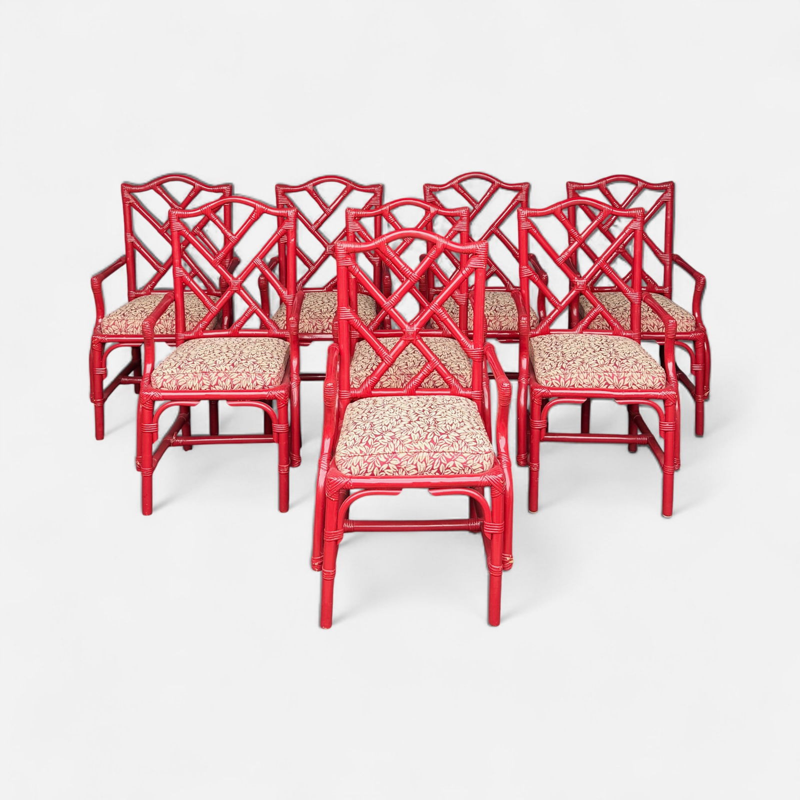 Set of Eight Chinese Chippendale Faux Bamboo Armchairs (1 of 7)