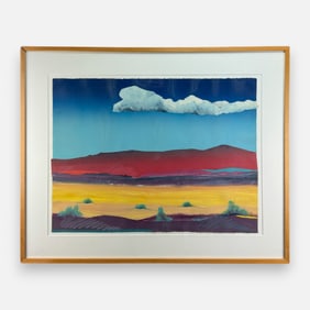 Patrick Coffaro "Ridge" Southwest Mixed Media on Paper Painting Framed