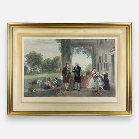 Thomas Oldham Barlow 'The Home of George Washington" Hand-Colored Engraving Framed Print