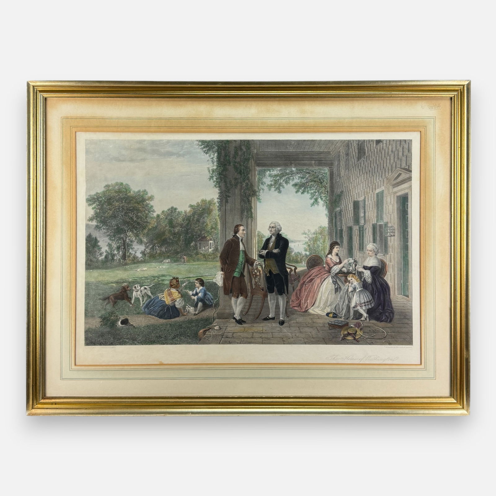 Thomas Oldham Barlow 'The Home of George Washington" Hand-Colored Engraving Framed Print (1 of 10)