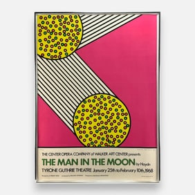 Nicholas Krushenick "The Man in the Moon" 1968 Signed Art Exhibition Poster Screenprint Framed