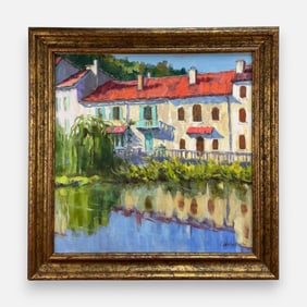 Connie Winters Colorful Florida Summer Acrylic on Canvas Framed Painting