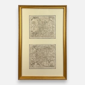J.V. Seaman Northern & Southern Maps of Russia Antique 19thC Framed Maps