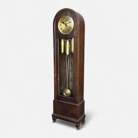 1930s German Gebruder Jauch Arts & Crafts Oak Tall Case Clock