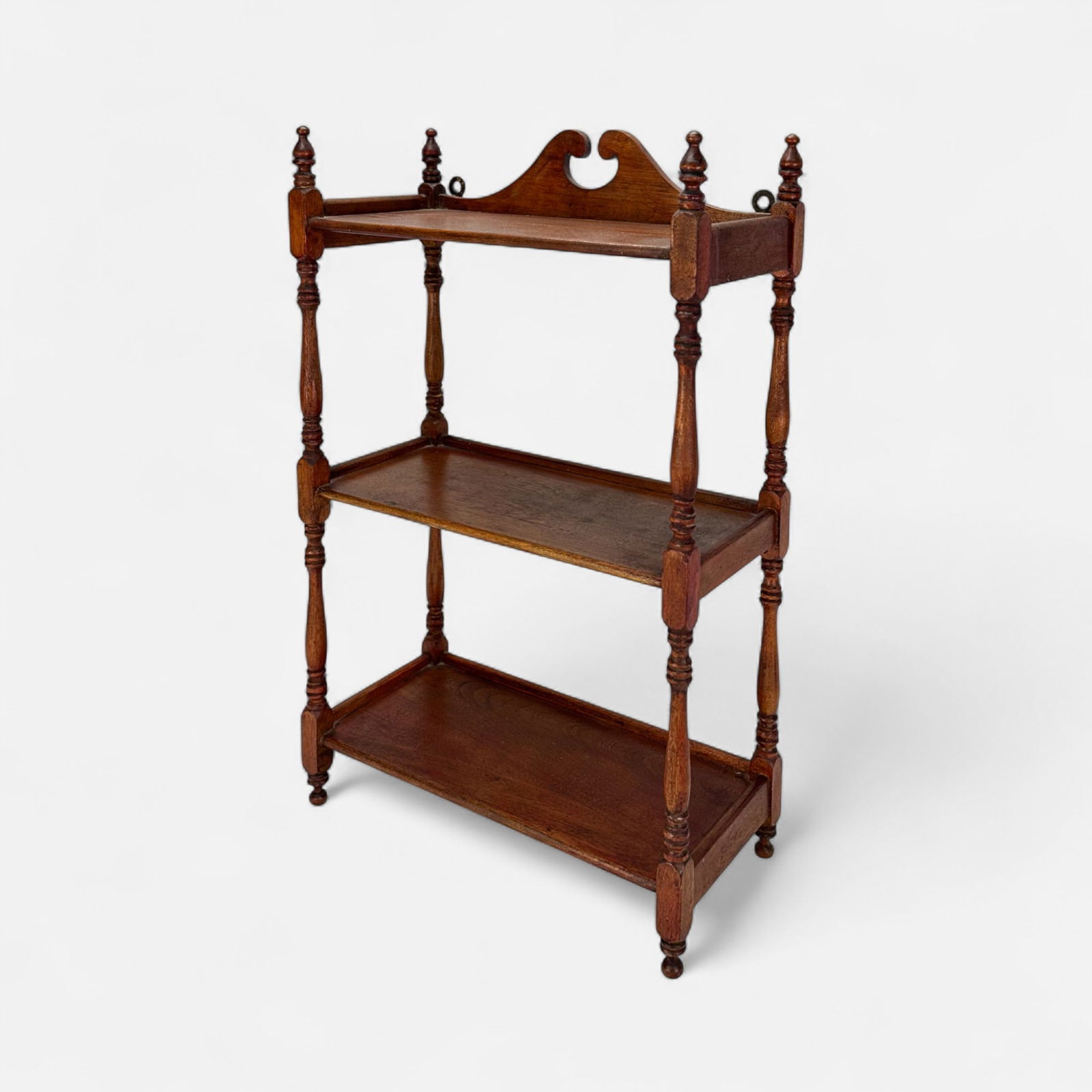 Antique Miniature Turned Mahogany Three-Tier Wood Wall or Table-Top Etagere (1 of 8)