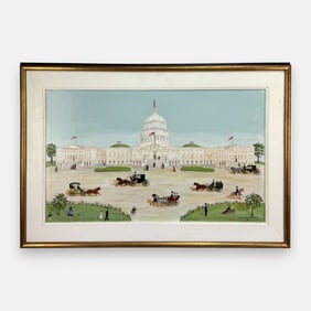 Lilian Meeks Washington DC Folk Art Painting of the United States Capitol