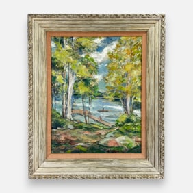 E. Petersen Impressionist Oil on Canvas Framed Painting