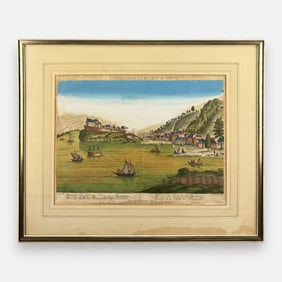 Fort-de-France Hand Colored Antique Print "Vue du Fort de la Martinique" by Née and Leizelt 1784