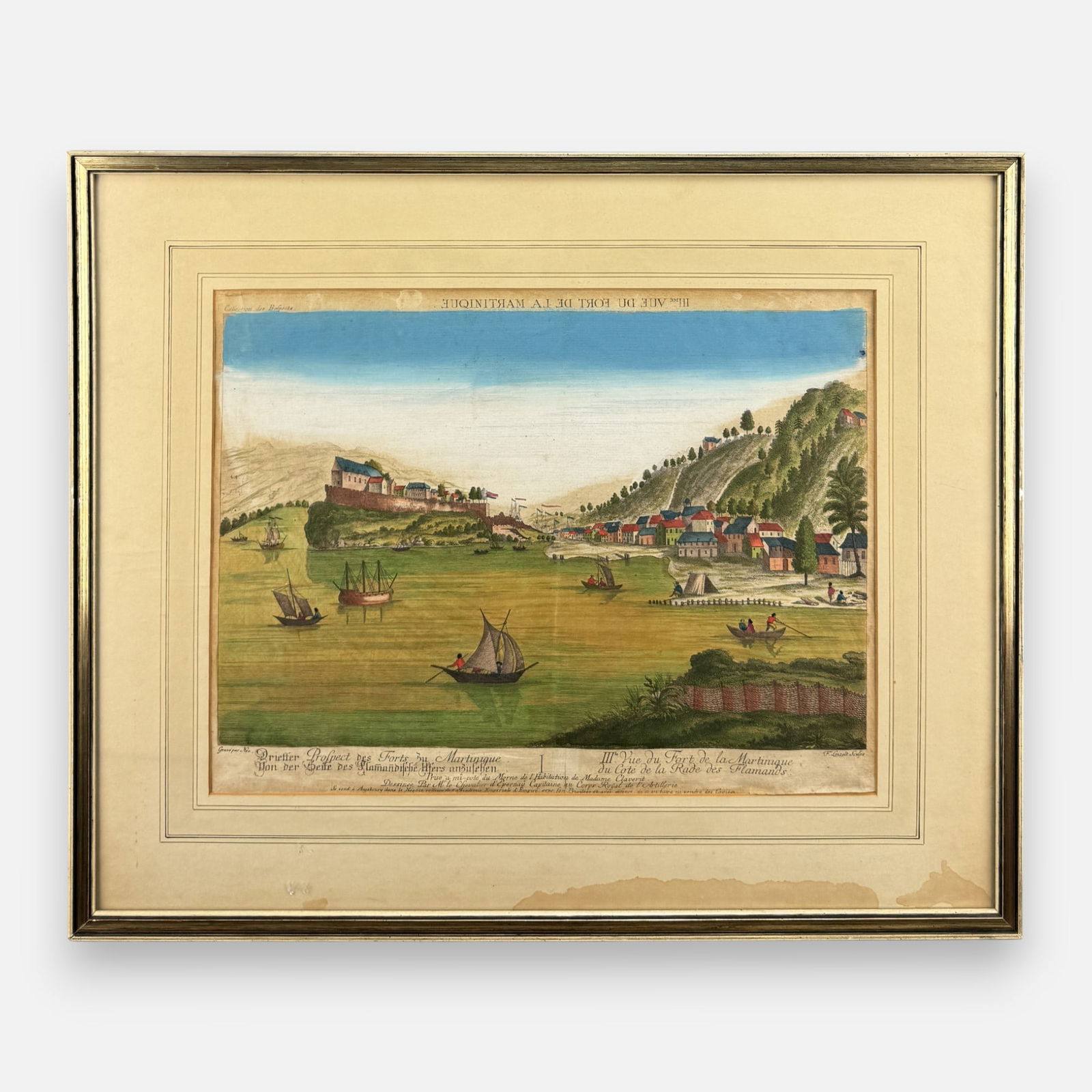 Fort-de-France Hand Colored Antique Print "Vue du Fort de la Martinique" by Née and Leizelt 1784 (1 of 7)