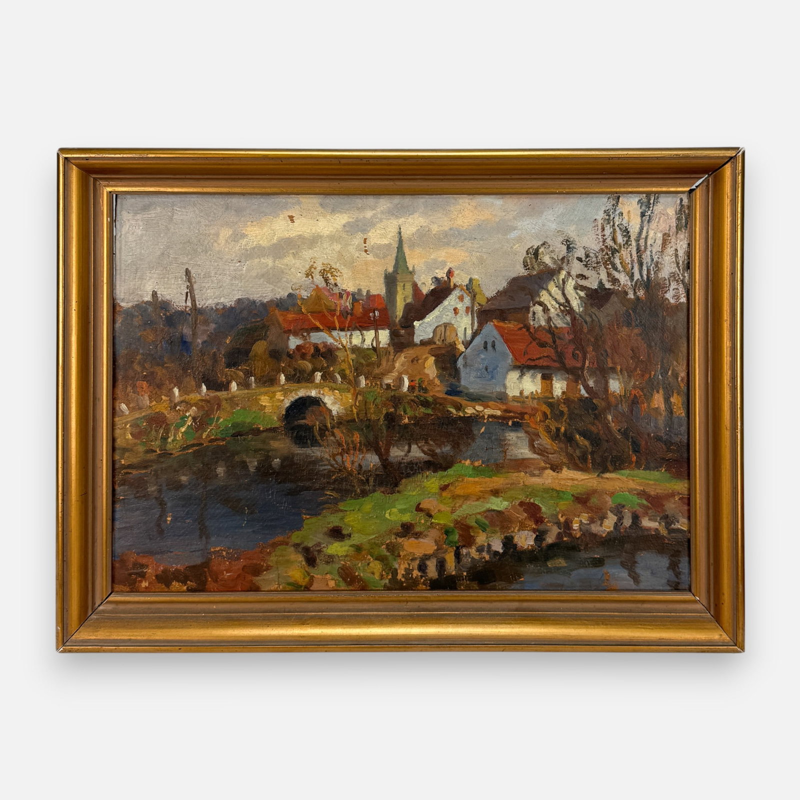 Antique Czech Acrylic on Board Painting Framed: Apparently unsigned. See paint lifting and discoloration. Approx. sight size 12 1/4" x 18 1/2". For shipping, we highly recommend Donald Camden at UPS Store 4608. Alternatively, reach out to one of ou