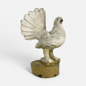 Old Painted Poured & Molded Stone Dove Pigeon Bird Garden Statue Ornament