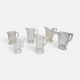 Six EAPG Water Pitchers #1 Early American Pressed Glass