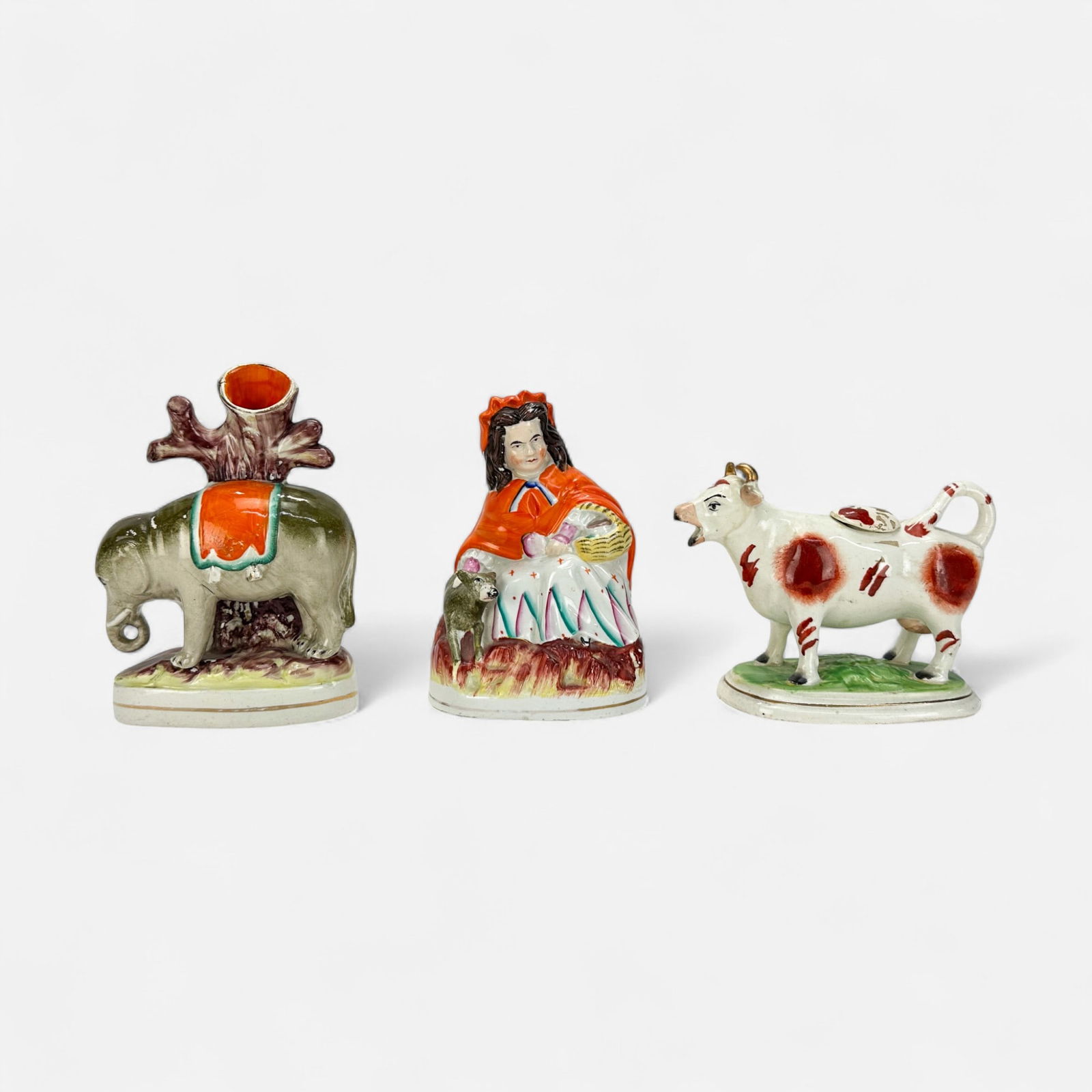Group of Three Antique English Staffordshire Pottery Figures (1 of 8)