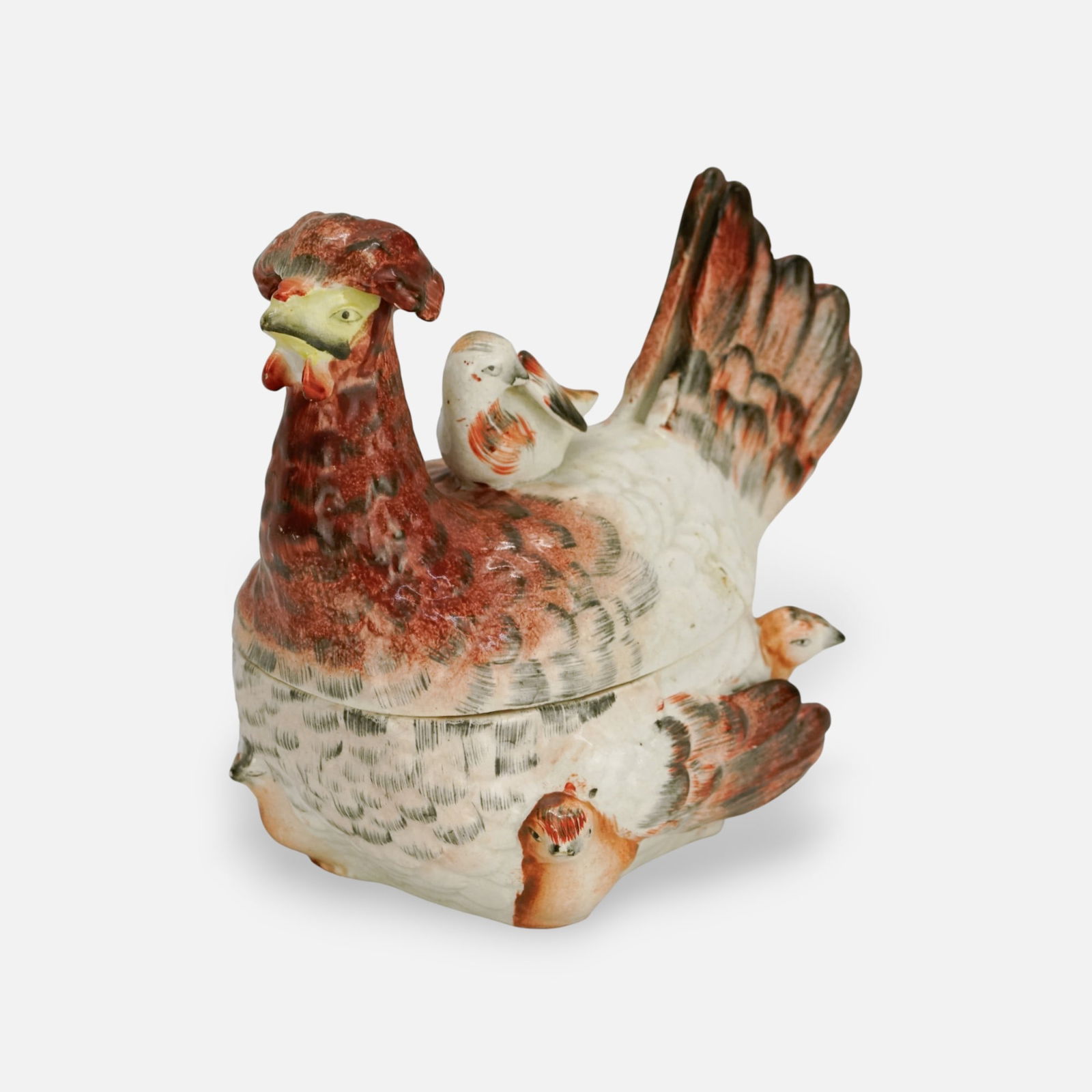 Antique Staffordshire Pottery Hen on Nest Lidded Dish (1 of 9)