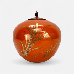 Antique Chinese Qing Melon Gilt Glaze Porcelain Ginger Jar