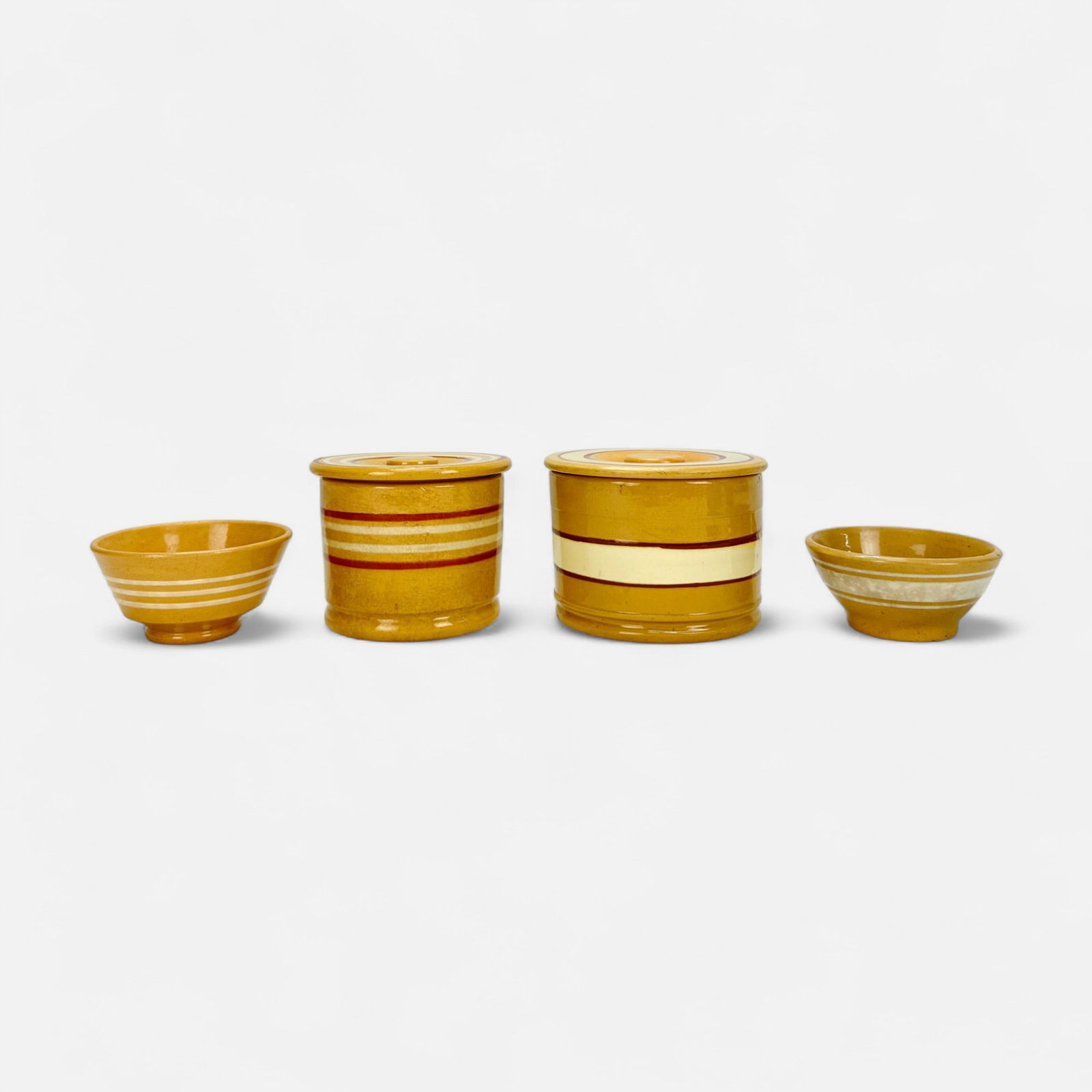 Group of Four Yellow Ware Banded Crocks and Bowls (1 of 15)