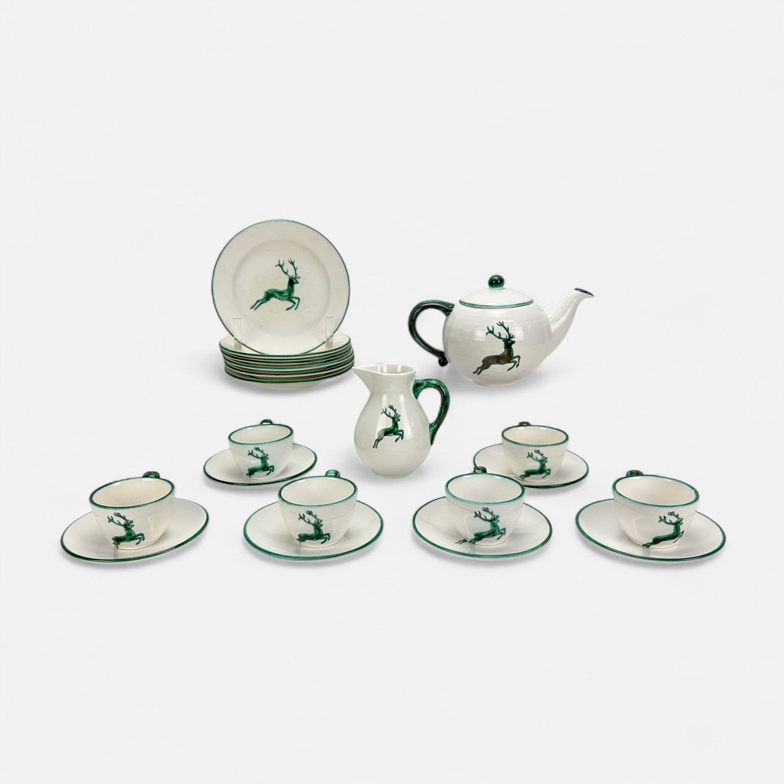 Gmundner Keramik Austria "Green Deer" MCM Tea Set (1 of 19)
