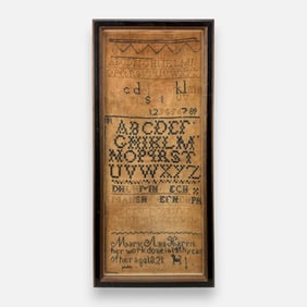 Mary Ann Harris 1821 Antique Needlework Sampler Textile Framed
