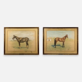 Meunier 1933 Pastel on Paper Horse Paintings