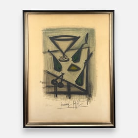 Bernard Buffet Still Life 1966 Pencil Signed Lithograph Framed Print