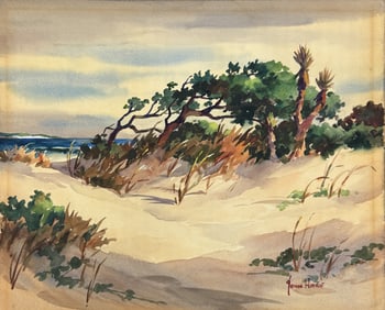 John Hare Watercolor on Paper Painting Framed