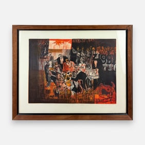 Warrington Colescott "Christmas with Ziggy" 1964 Color Etching Framed Print