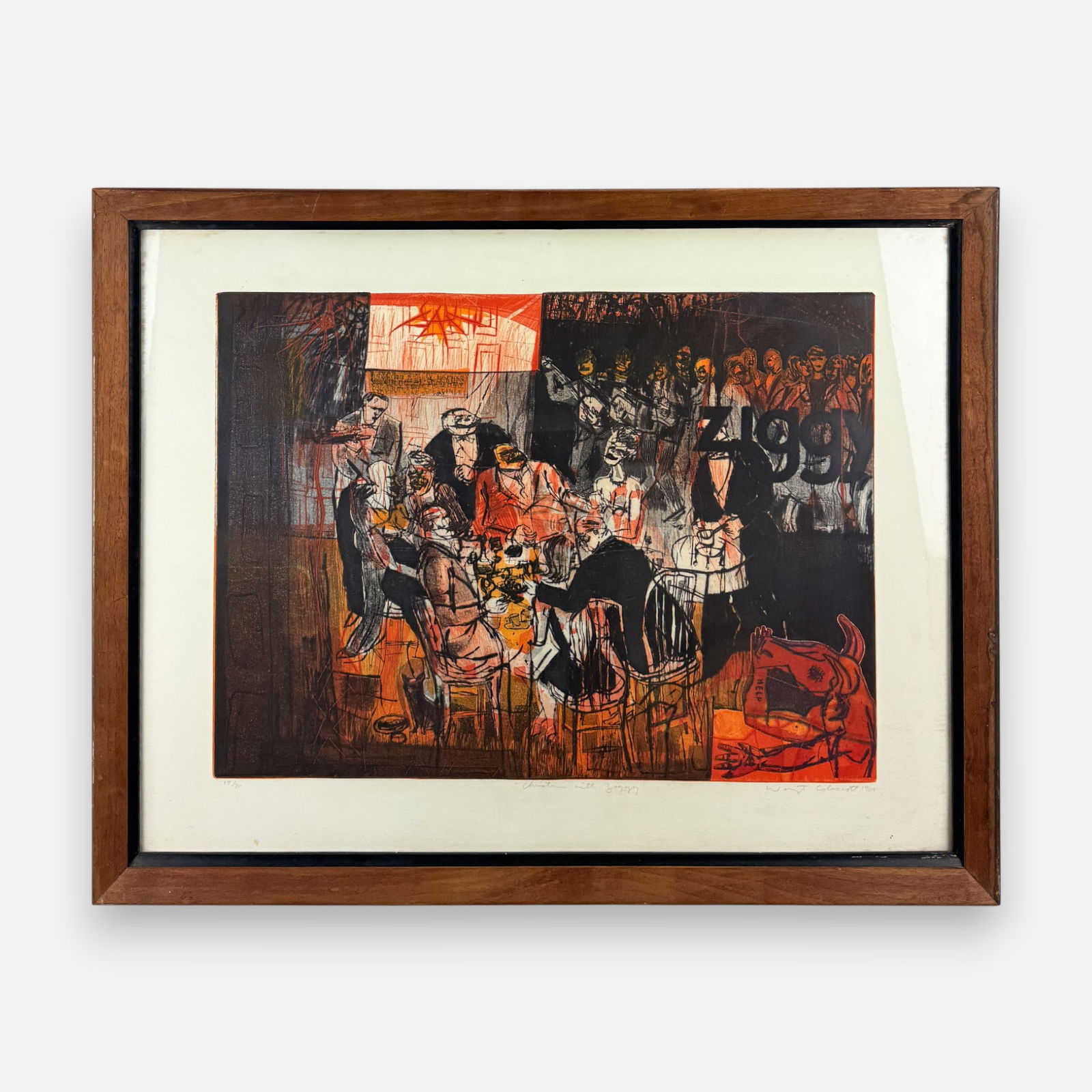 Warrington Colescott "Christmas with Ziggy" 1964 Color Etching Framed Print (1 of 7)