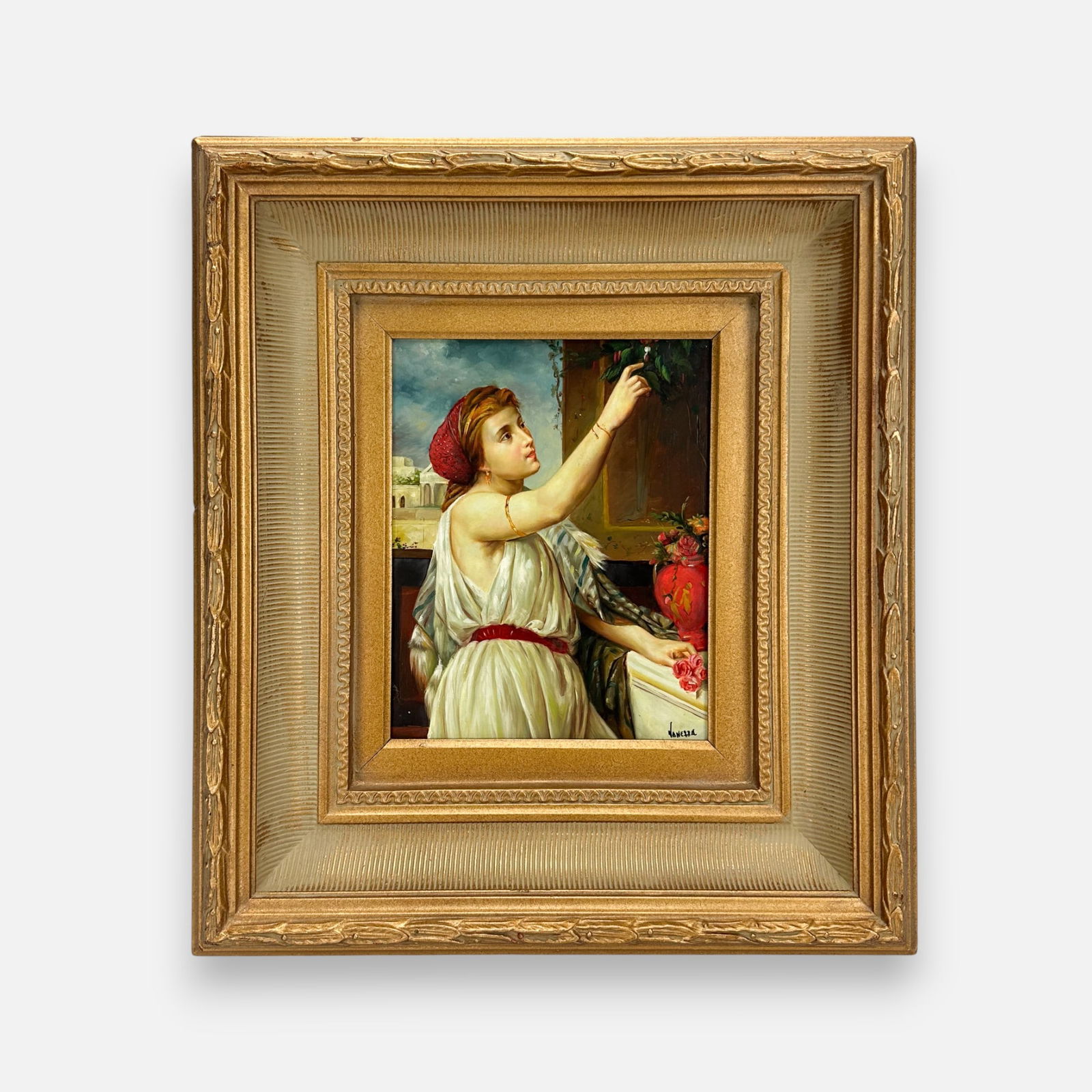 Antique Romantic Style Oil on Board Painting After Pierre Olivier Joseph Coomans (1 of 5)