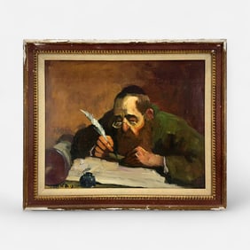 Adolf Adler Jewish Scholar Studying the Torah Oil on Canvas Painting Framed