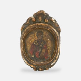 Antique Russian Saint Painted Wood Icon