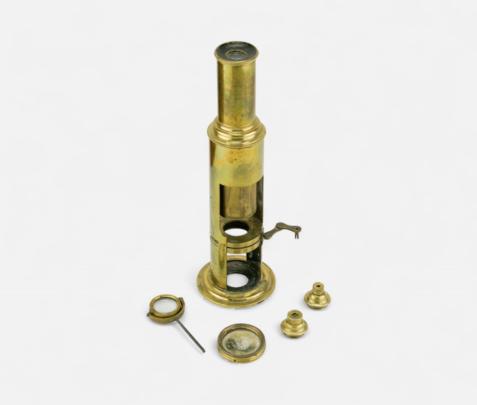 Antique Brass Compound Drum Microscope w/Box (1 of 4)